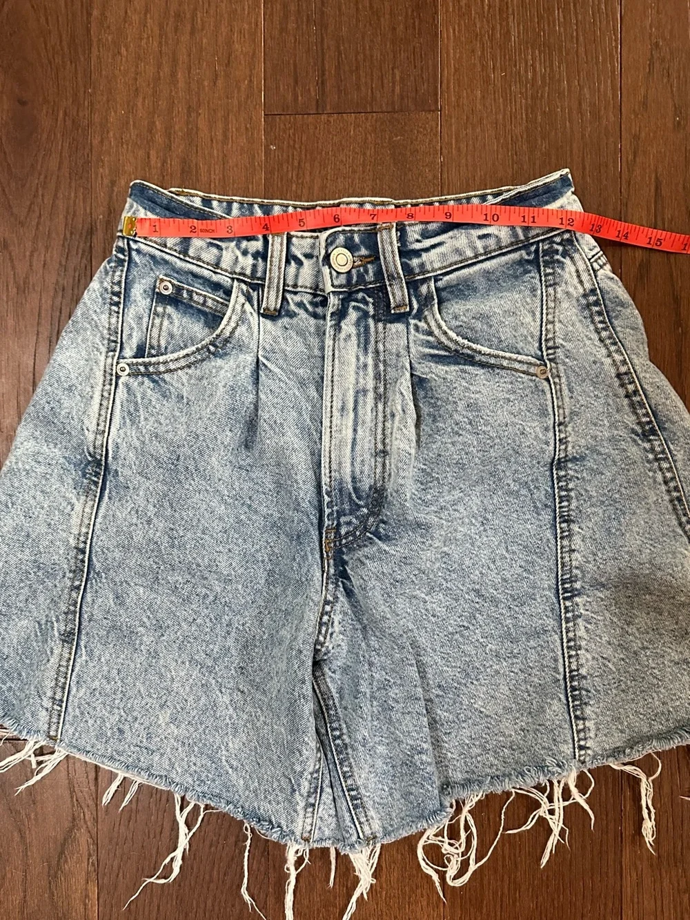 Zara Light Blue High-Waist long Denim Jean Shorts
